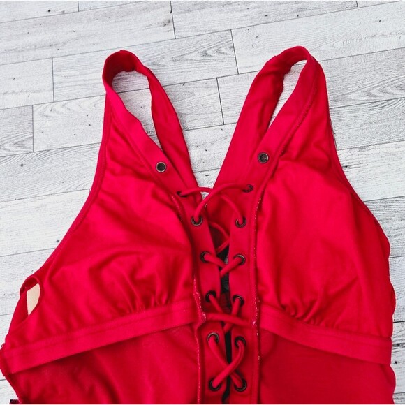 Ashley Graham Swimsuits For All Plunge Lace-Up One-Piece Bathing Suit Size 8 NWT - Picture 6 of 11